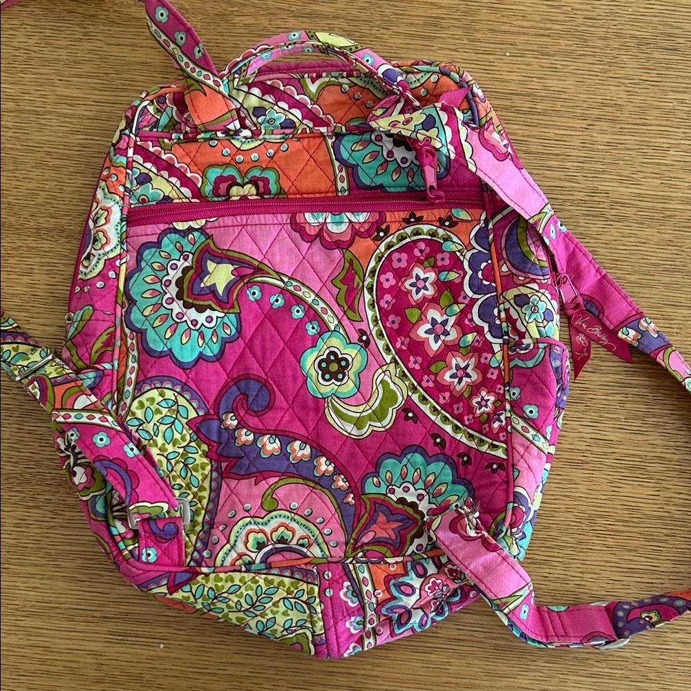 Vera Bradley Pink and Orange Patterned Backpack - Picture 2 of 7